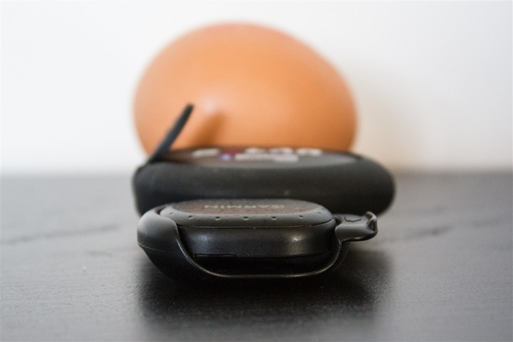 Polar Bluetooth Smart Footpod Size Comparison with an egg