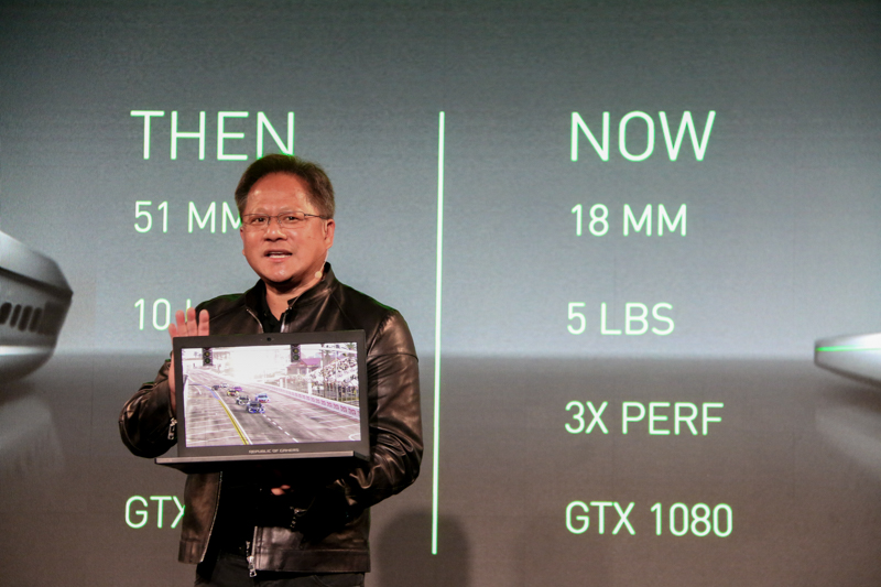 Jen-Hsun Huang, CEO of NVIDIA, announcing the Max-Q design at Computex 2017.