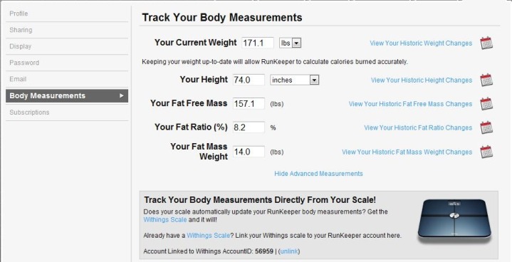 RunKeeper Withings Scale Integration