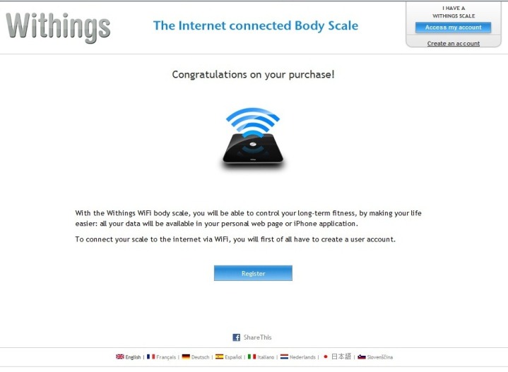 Withings WiFi Scale Initial Setup