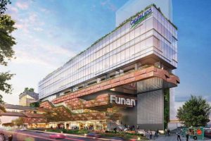 The new Funan will feature multiple access points and gentle slopes, making it easy for cyclists and pedestrians to enter the building.